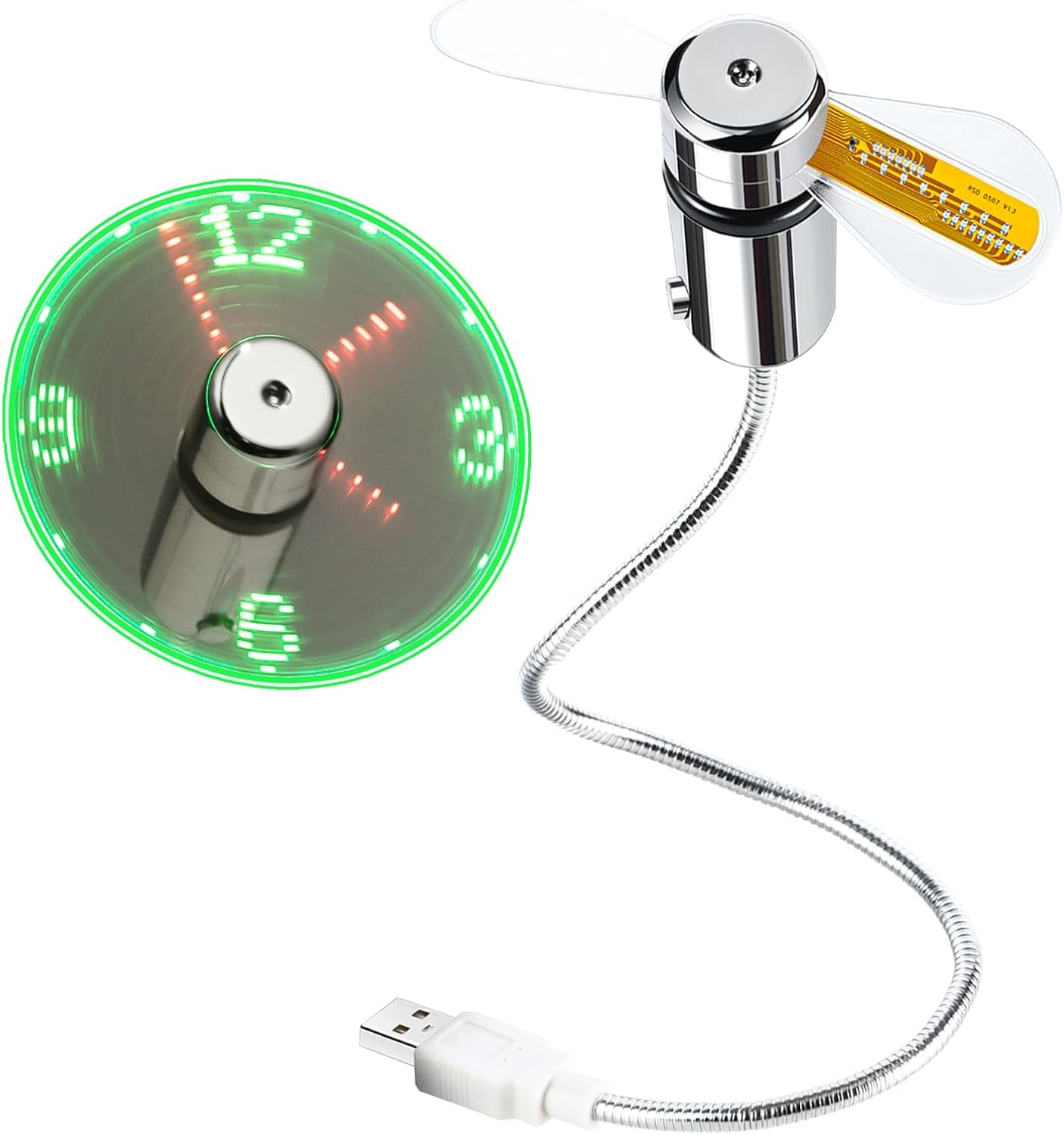 ONXE LED USB Clock Fan with Real Time