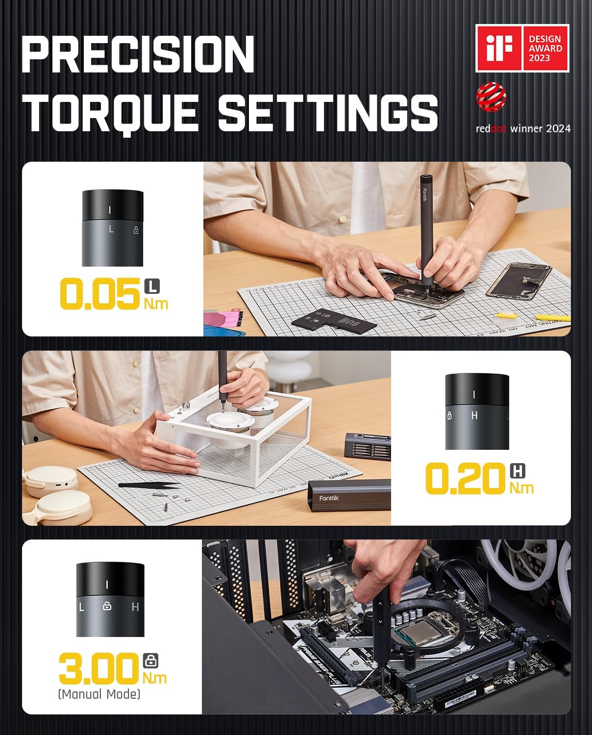 Fanttik E1 Max Electric Screwdriver, Mini Precision Screwdriver Set,