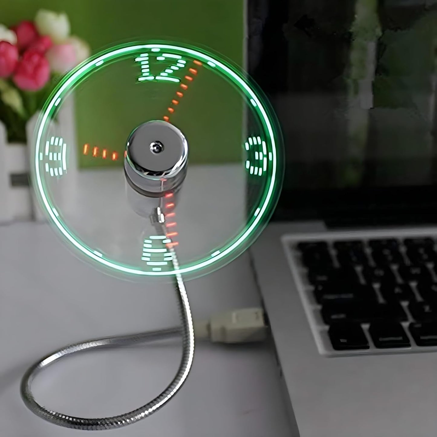 ONXE LED USB Clock Fan with Real Time